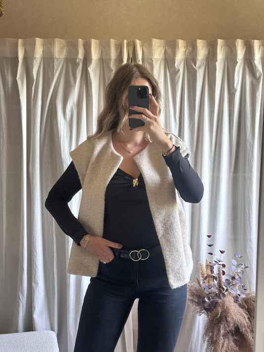 Veste sans manches beige