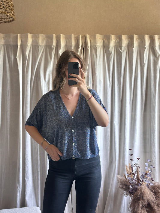Gilet bleu marine à paillettes