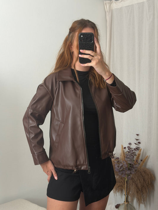 Veste similicuir chocolat
