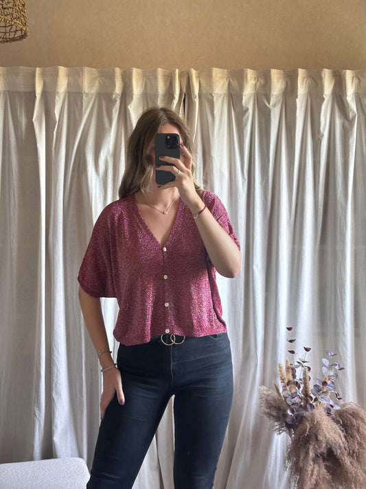 Gilet bordeaux à paillettes