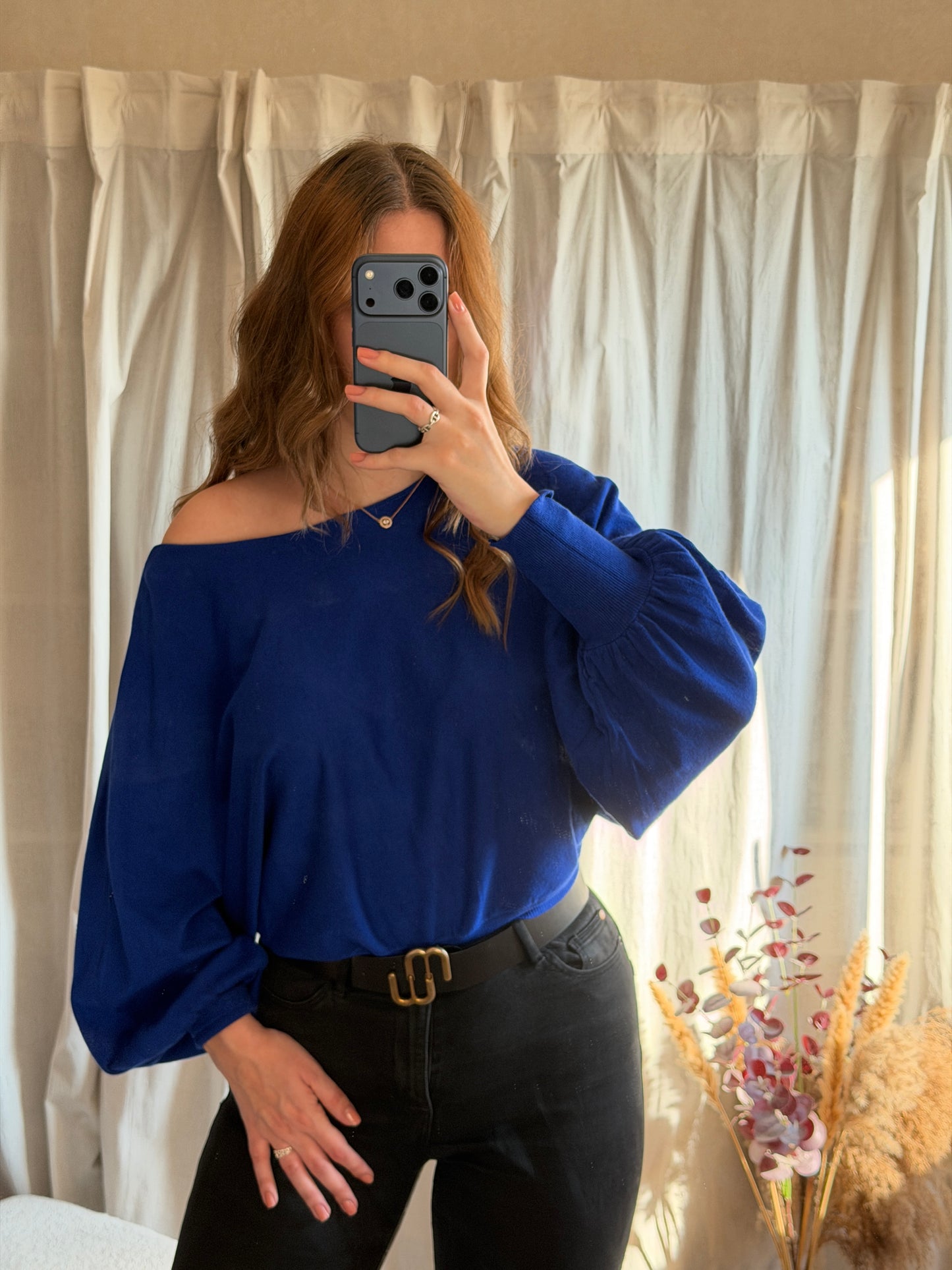 Top épaule dénudé bleu