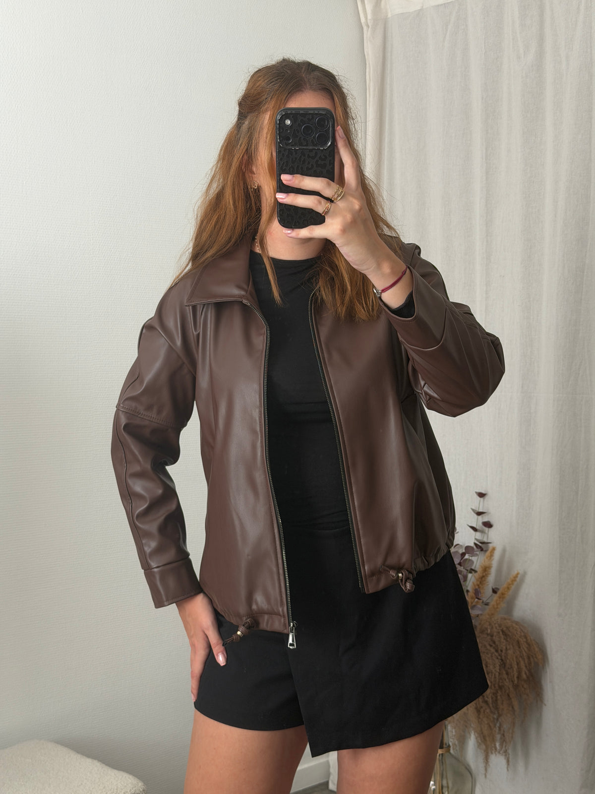 Veste similicuir chocolat