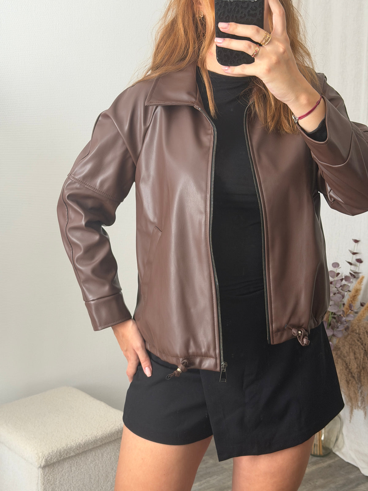 Veste similicuir chocolat