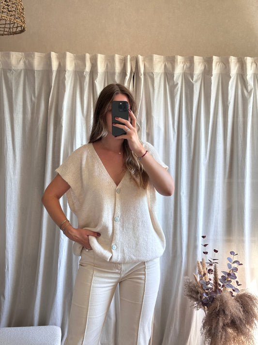 Gilet sans manches beige
