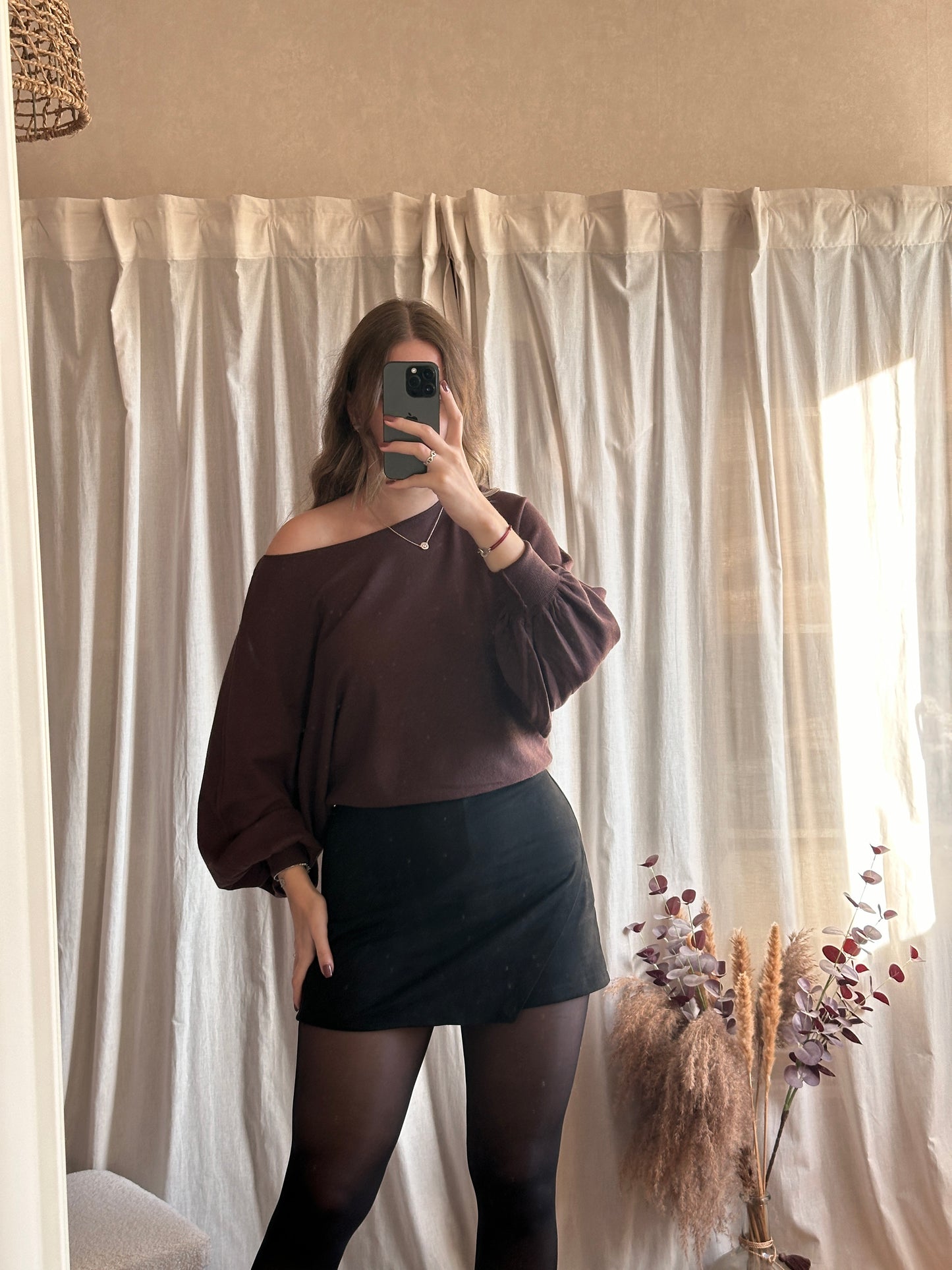 Top épaule dénudé chocolat