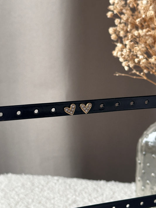 Boucles d'oreilles coeur strass