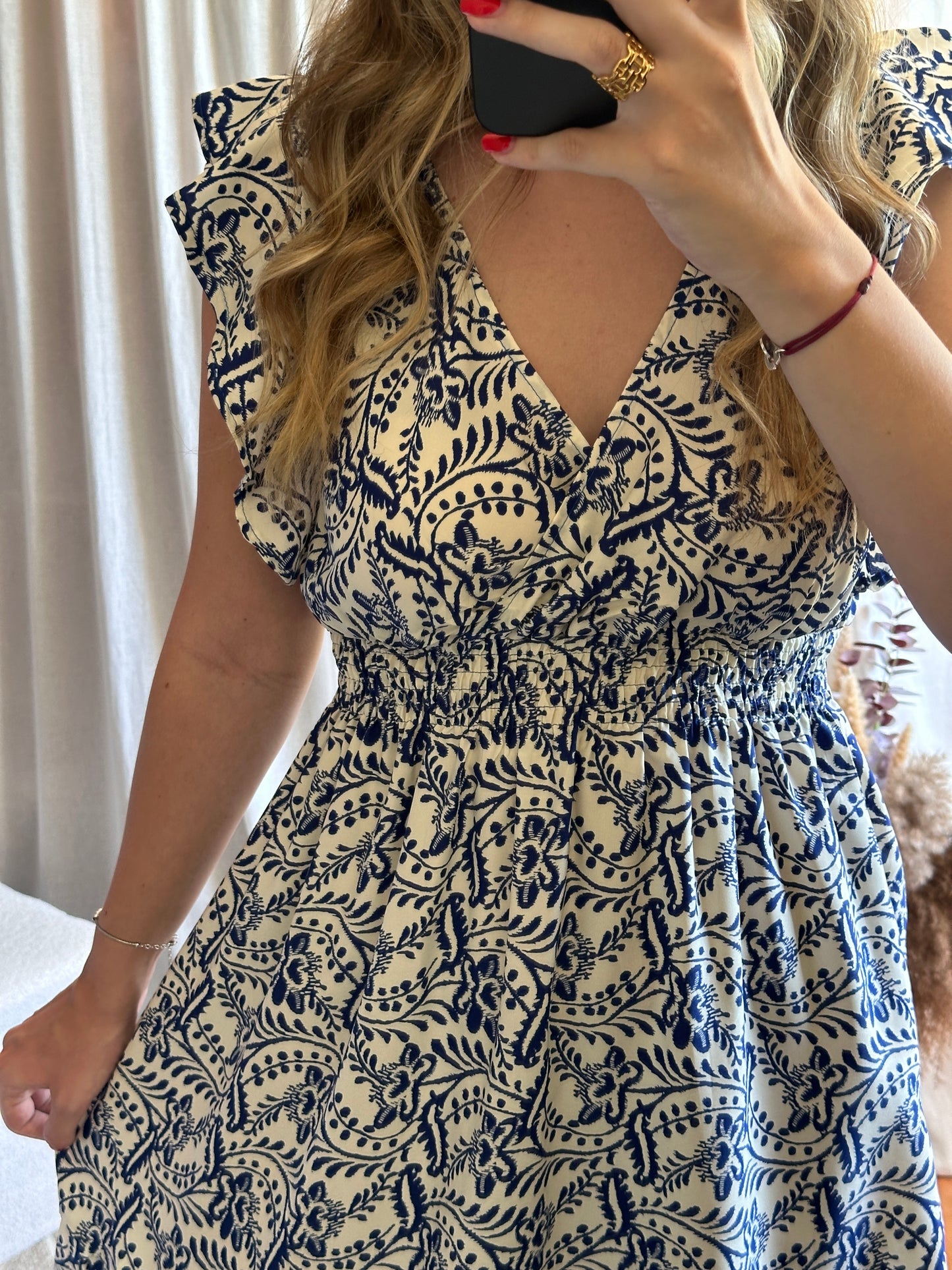 Robe courte à motifs bleu