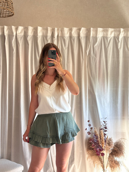 Jupe short kaki 100% coton