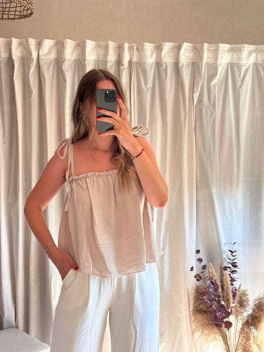 Top beige 100% coton