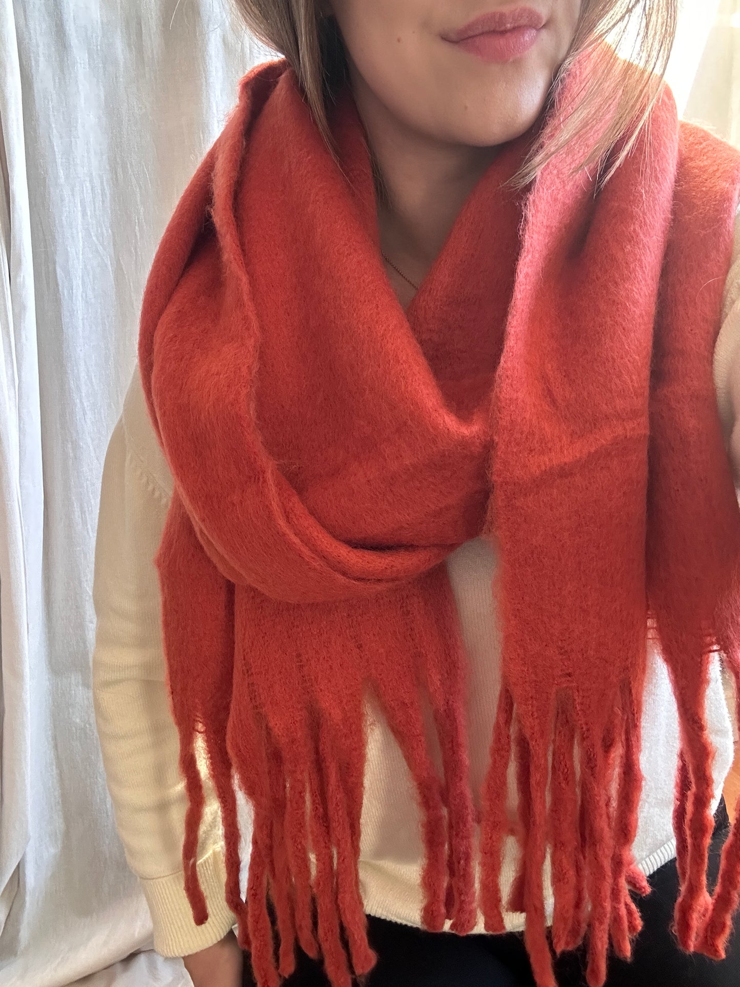 Echarpe douce rouge brique