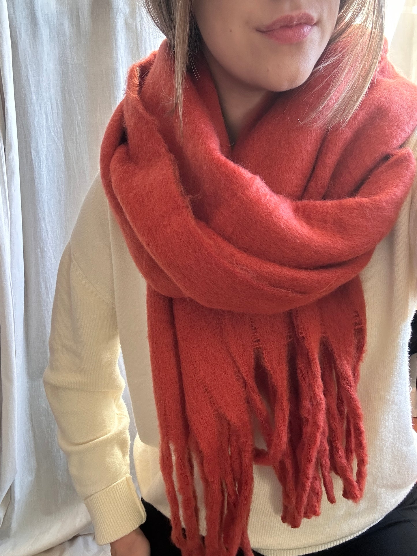 Echarpe douce rouge brique