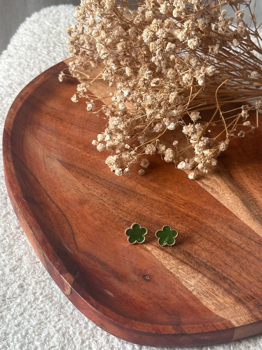 Boucles d'oreilles fleurs verte