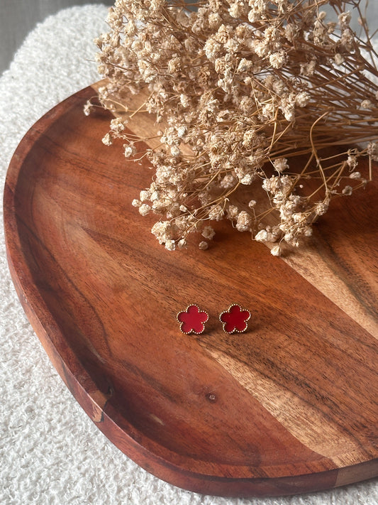 Boucles d'oreilles fleurs rouge