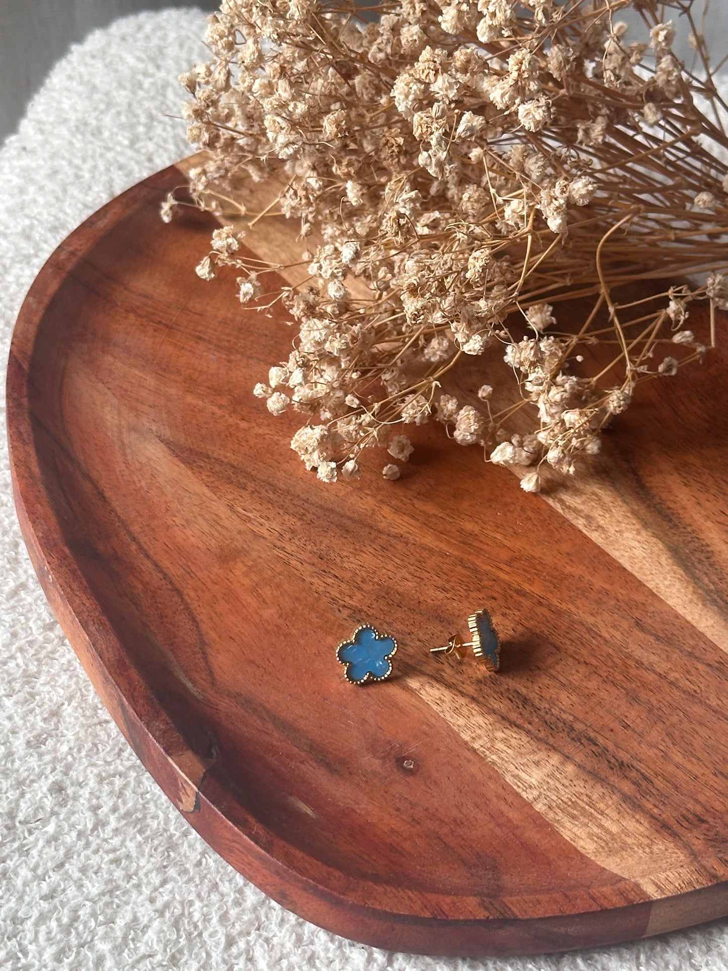 Boucles d'oreilles fleurs cyan