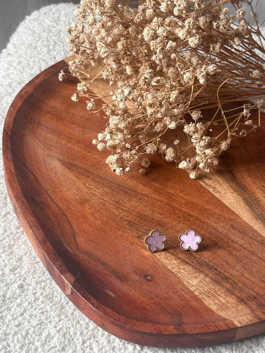 Boucles d'oreilles fleurs rose pale