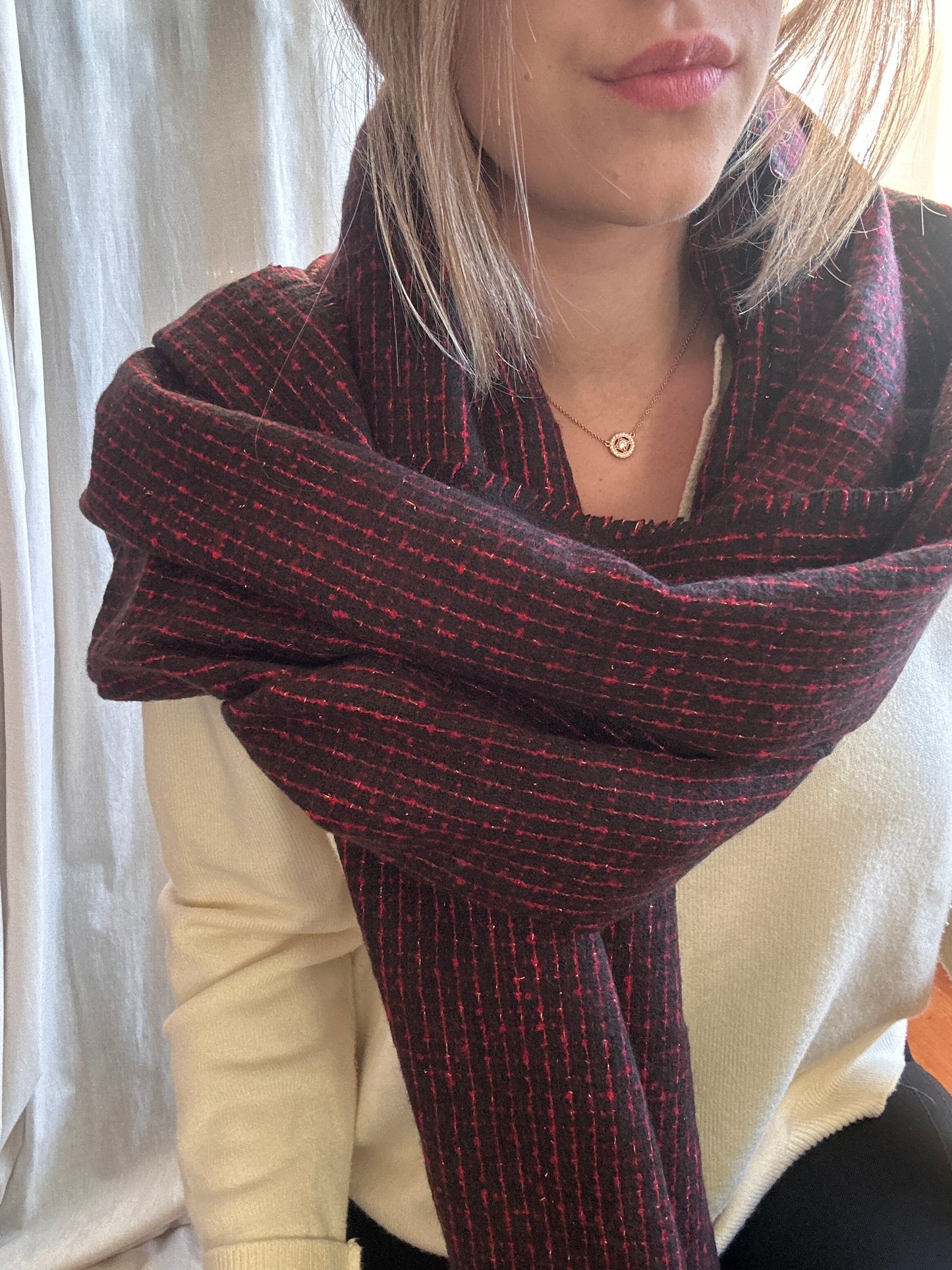 Echarpe douce rouge et noir