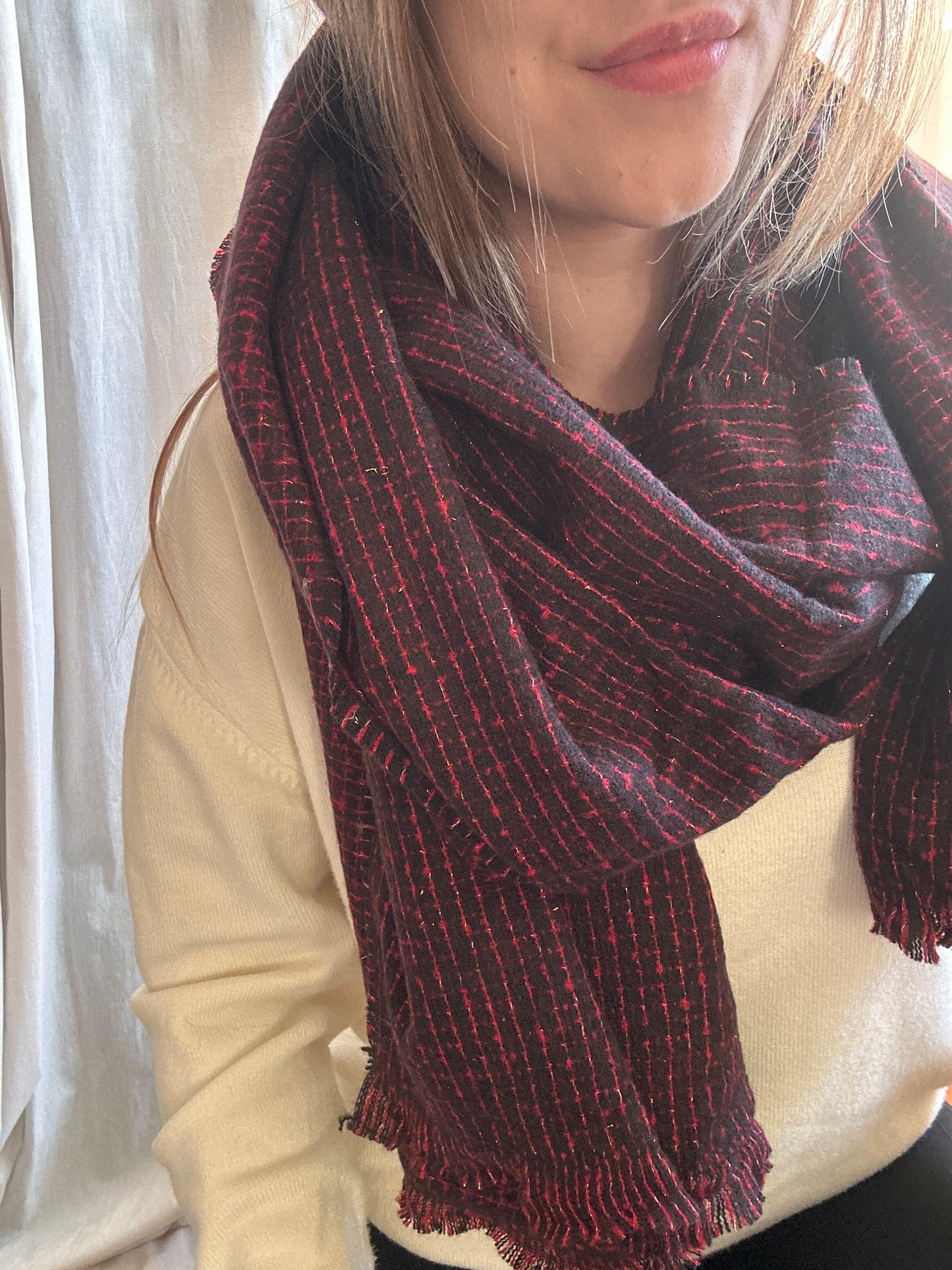 Echarpe douce rouge et noir