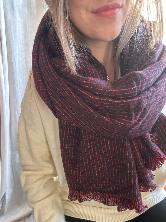 Echarpe douce rouge et noir