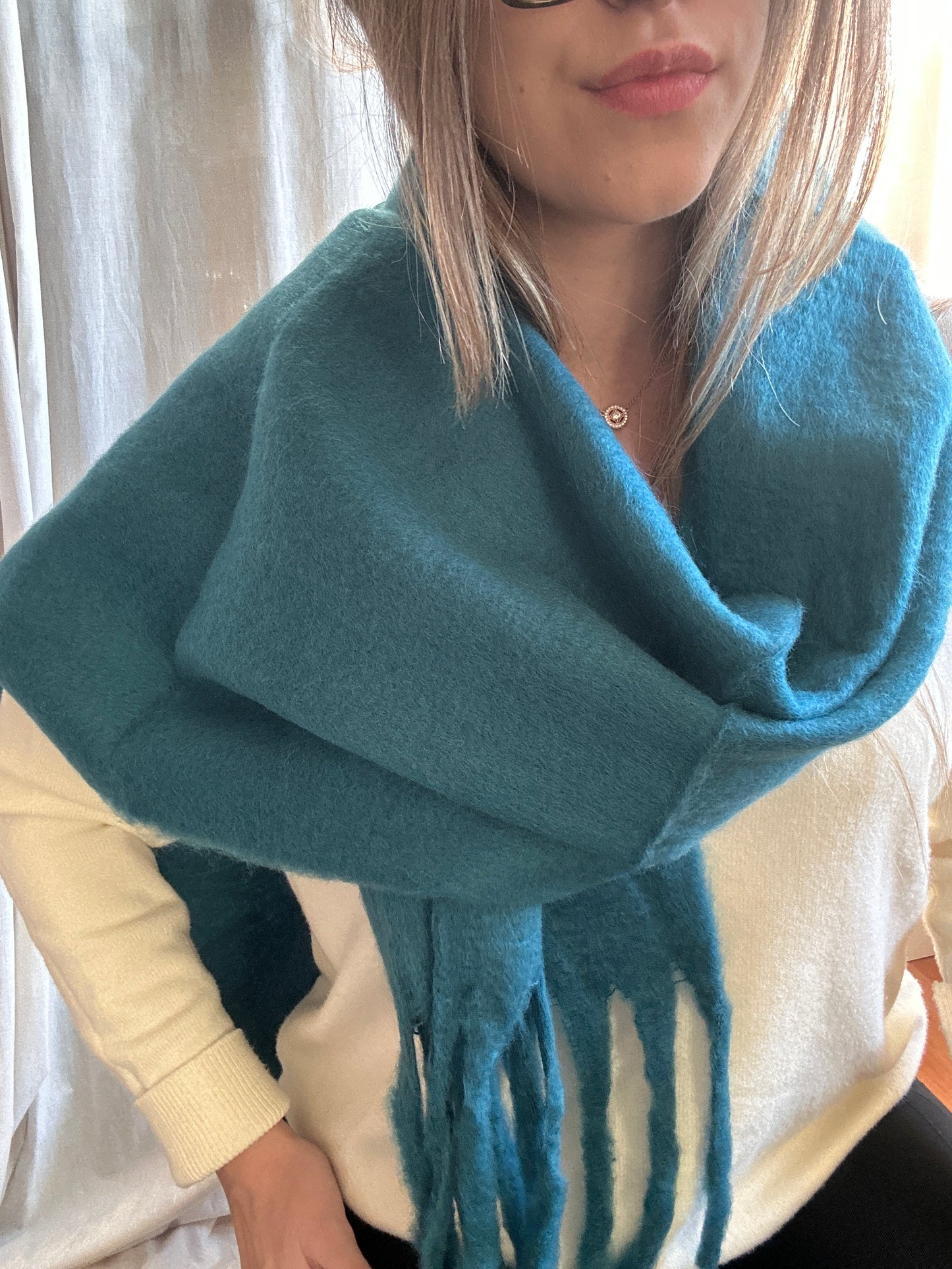 Echarpe douce bleu canard