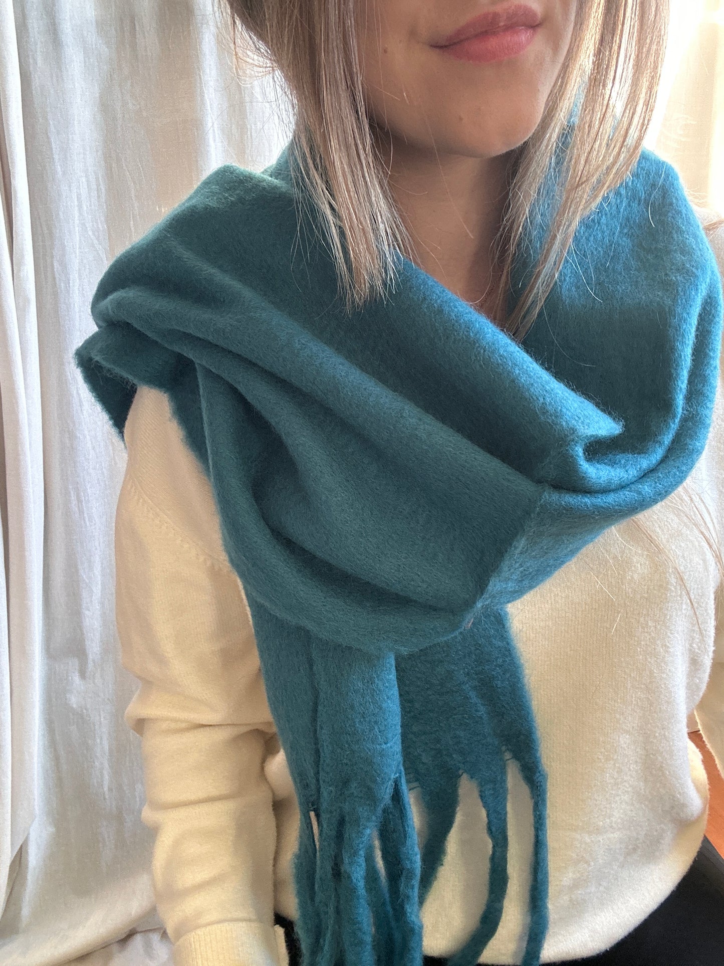 Echarpe douce bleu canard