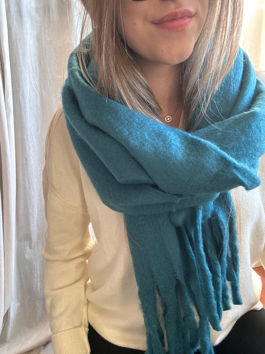 Echarpe douce bleu canard