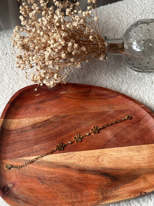 Bracelet fleurs doré