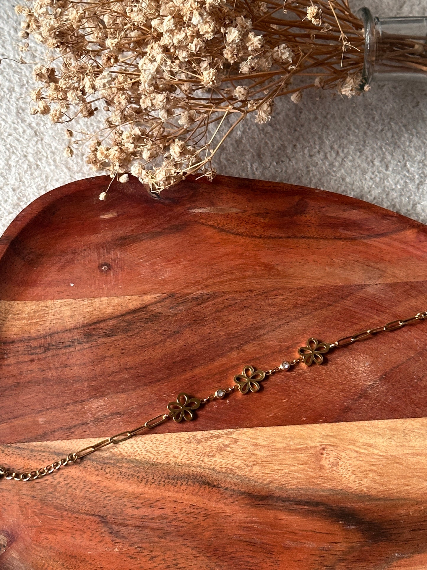Bracelet fleurs doré