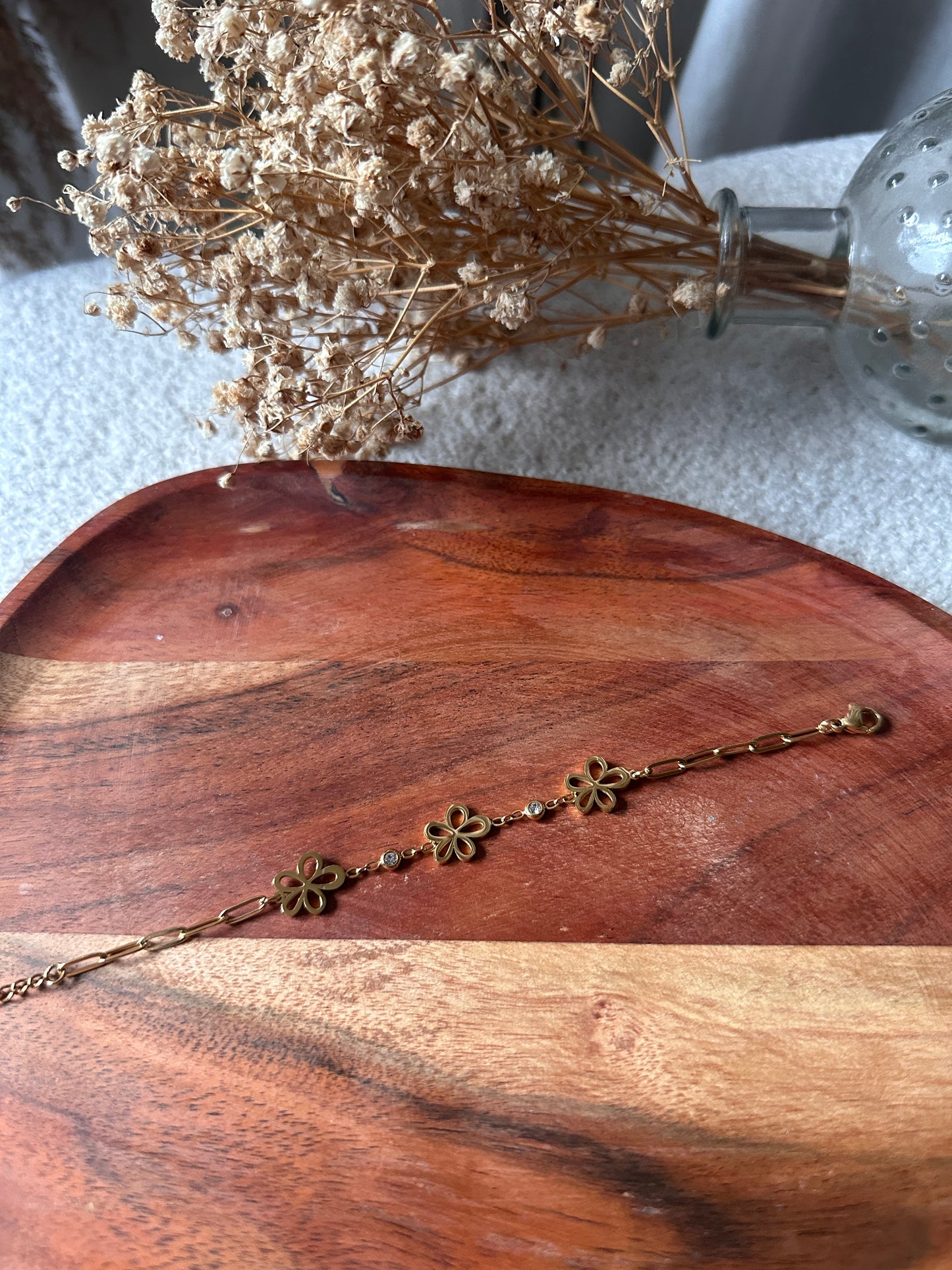 Bracelet fleurs doré