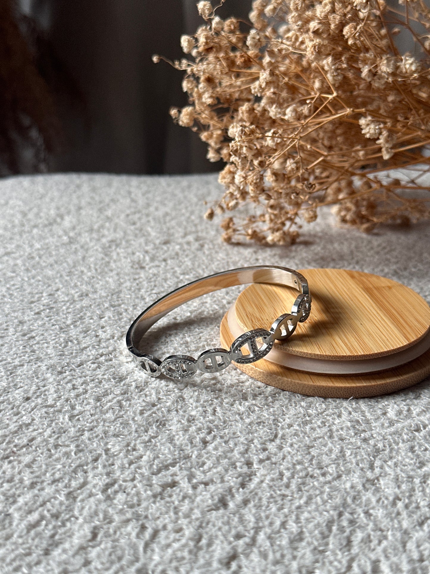 Jonc maille argenté