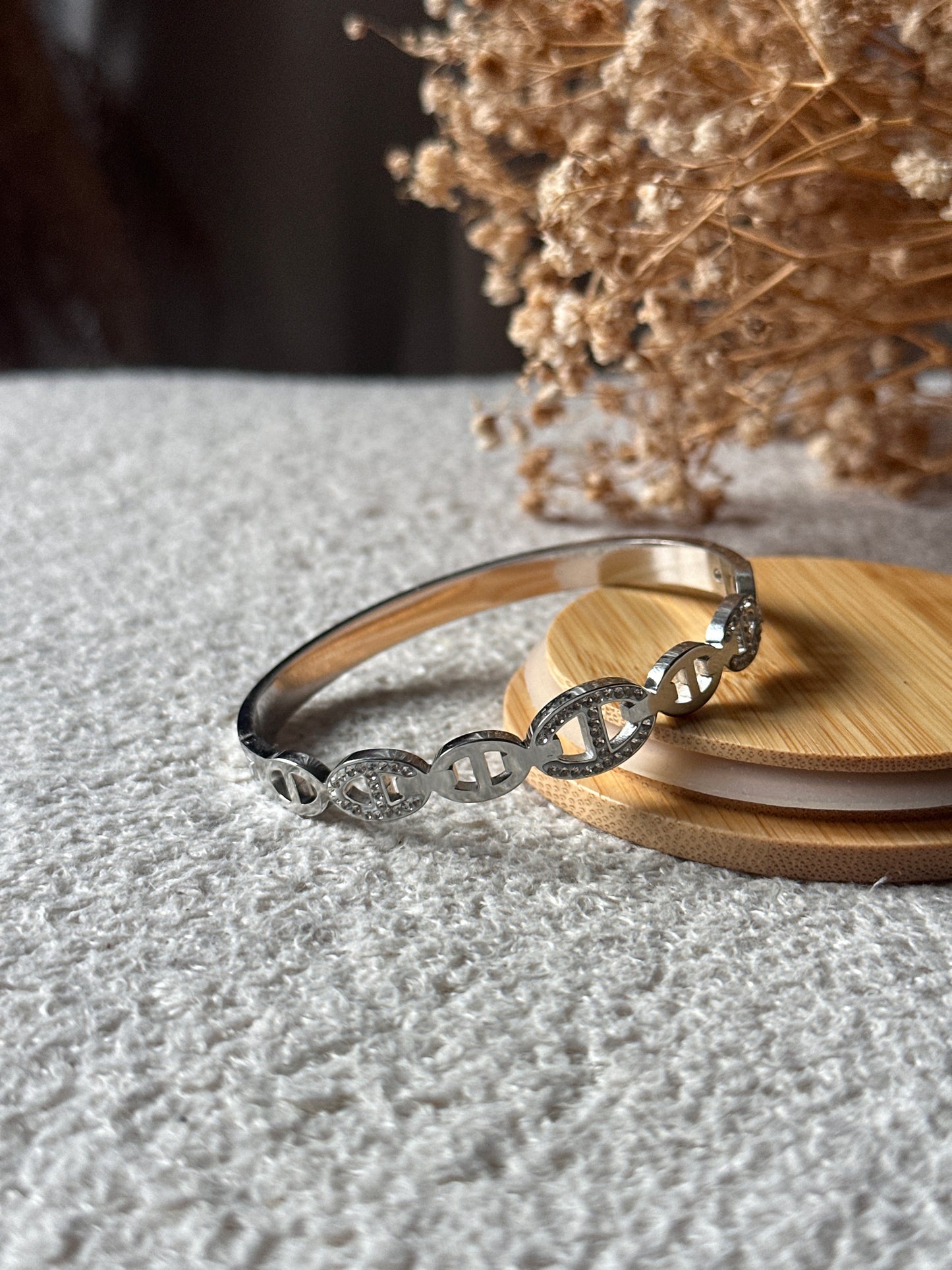 Jonc maille argenté