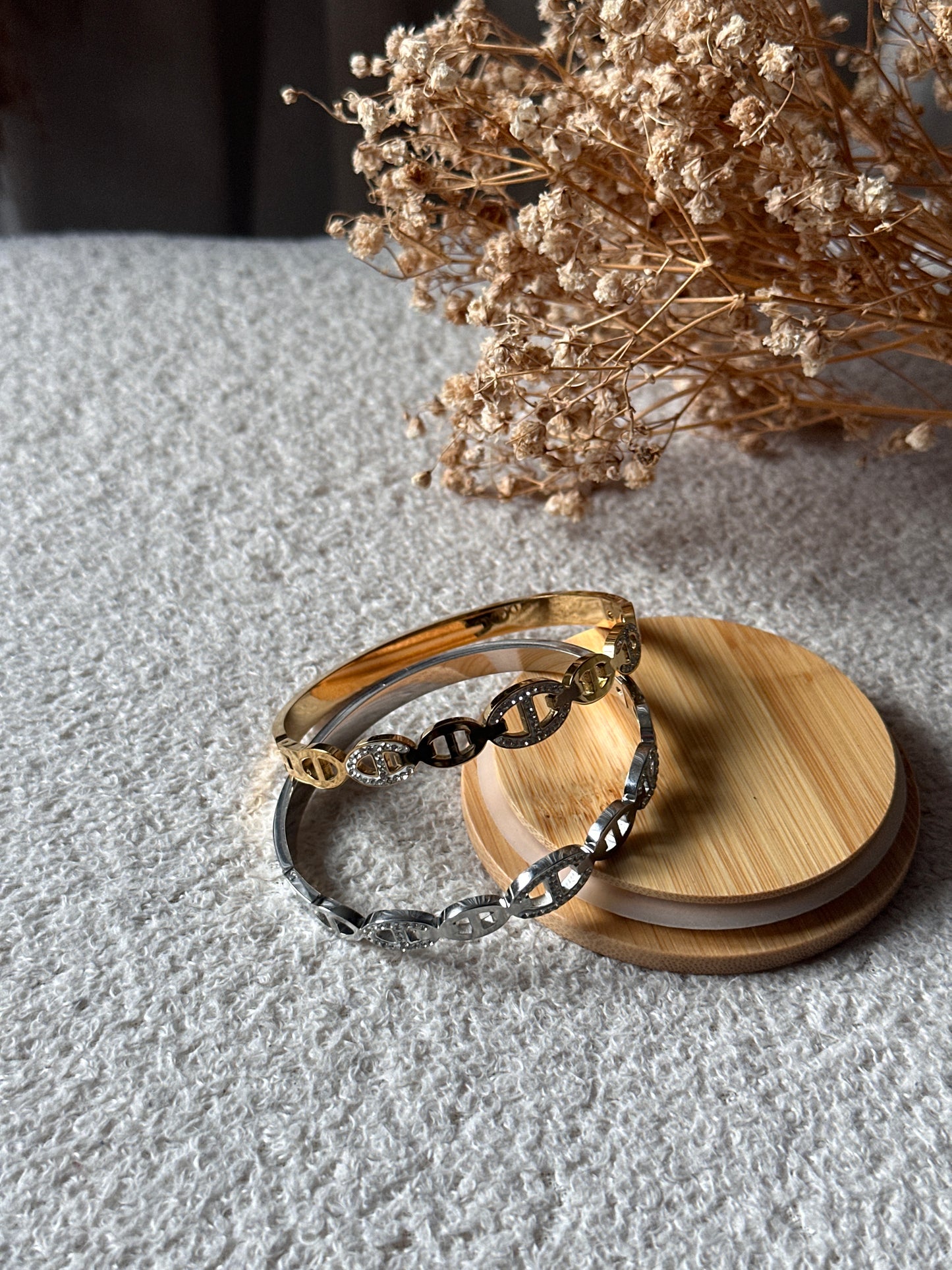 Jonc maille argenté