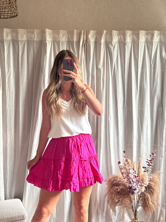 Jupe gaze de coton fuschia 🇮🇹