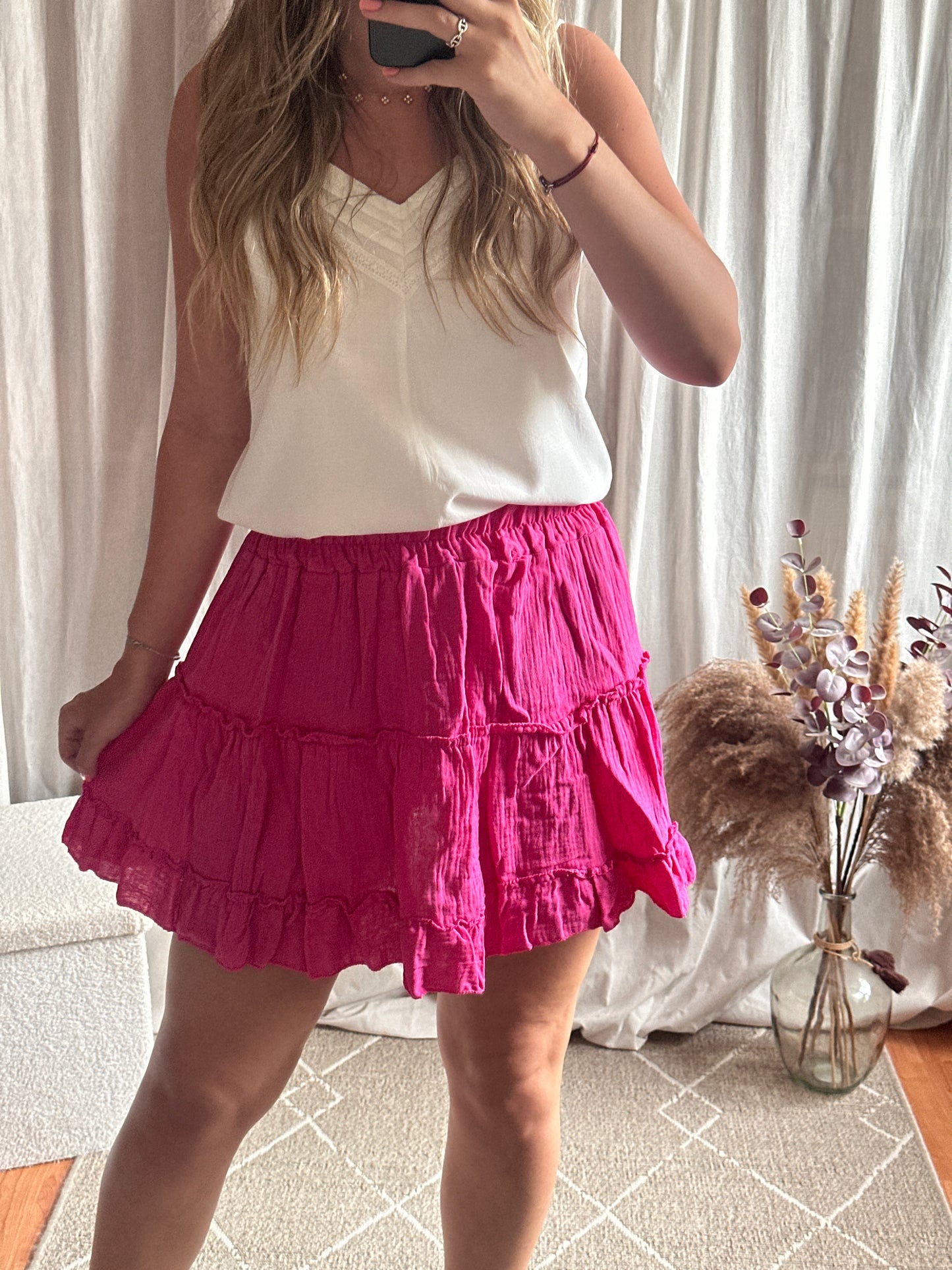 Jupe gaze de coton fuschia 🇮🇹