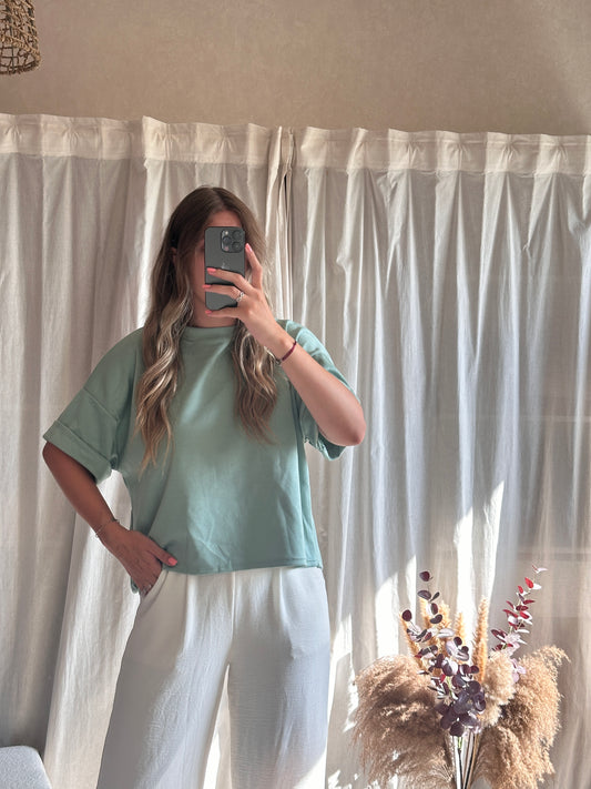 T-shirt oversize vert d'eau 🇮🇹