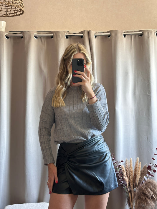 Pull motif plissé Gris