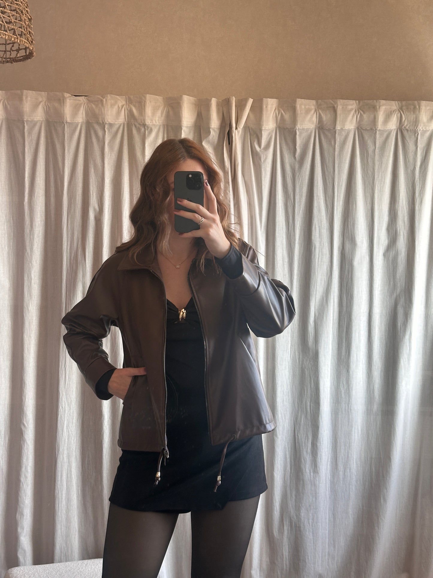 Veste similicuir chocolat