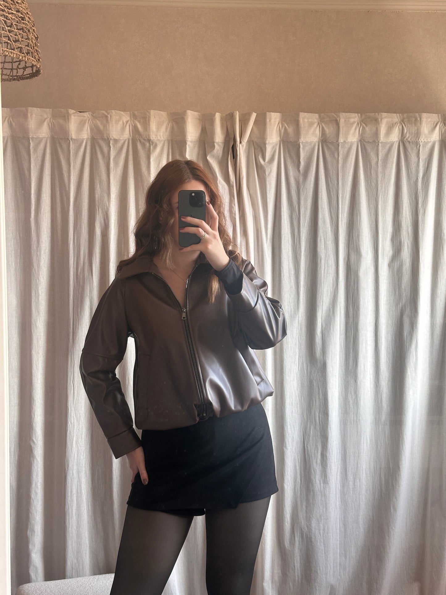 Veste similicuir chocolat