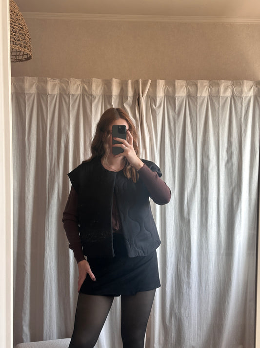 Veste sans manche noir matelassée