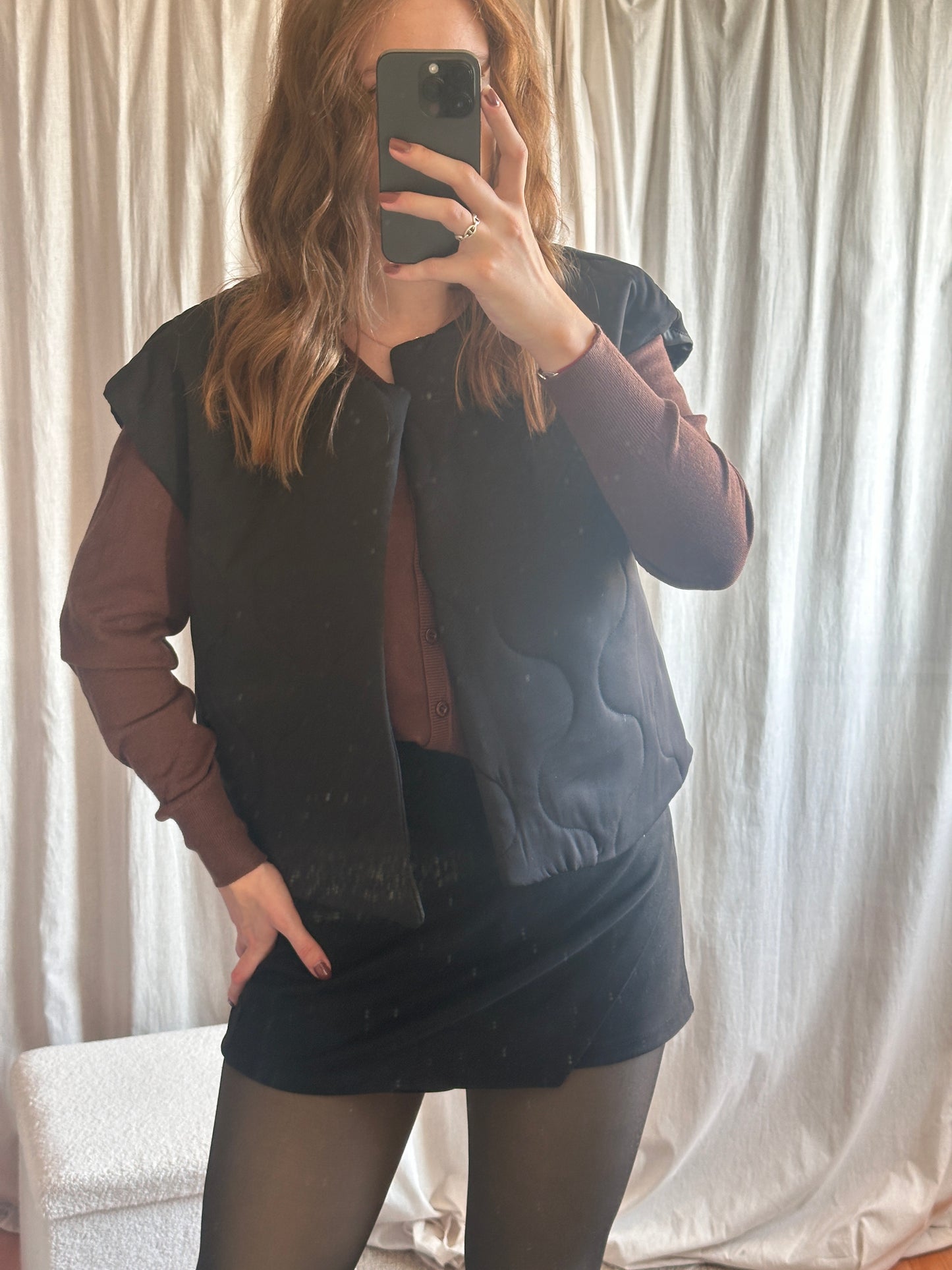 Veste sans manche noir matelassée