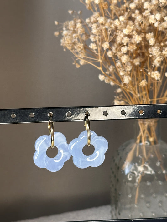Boucles d'oreilles fleurs bleu