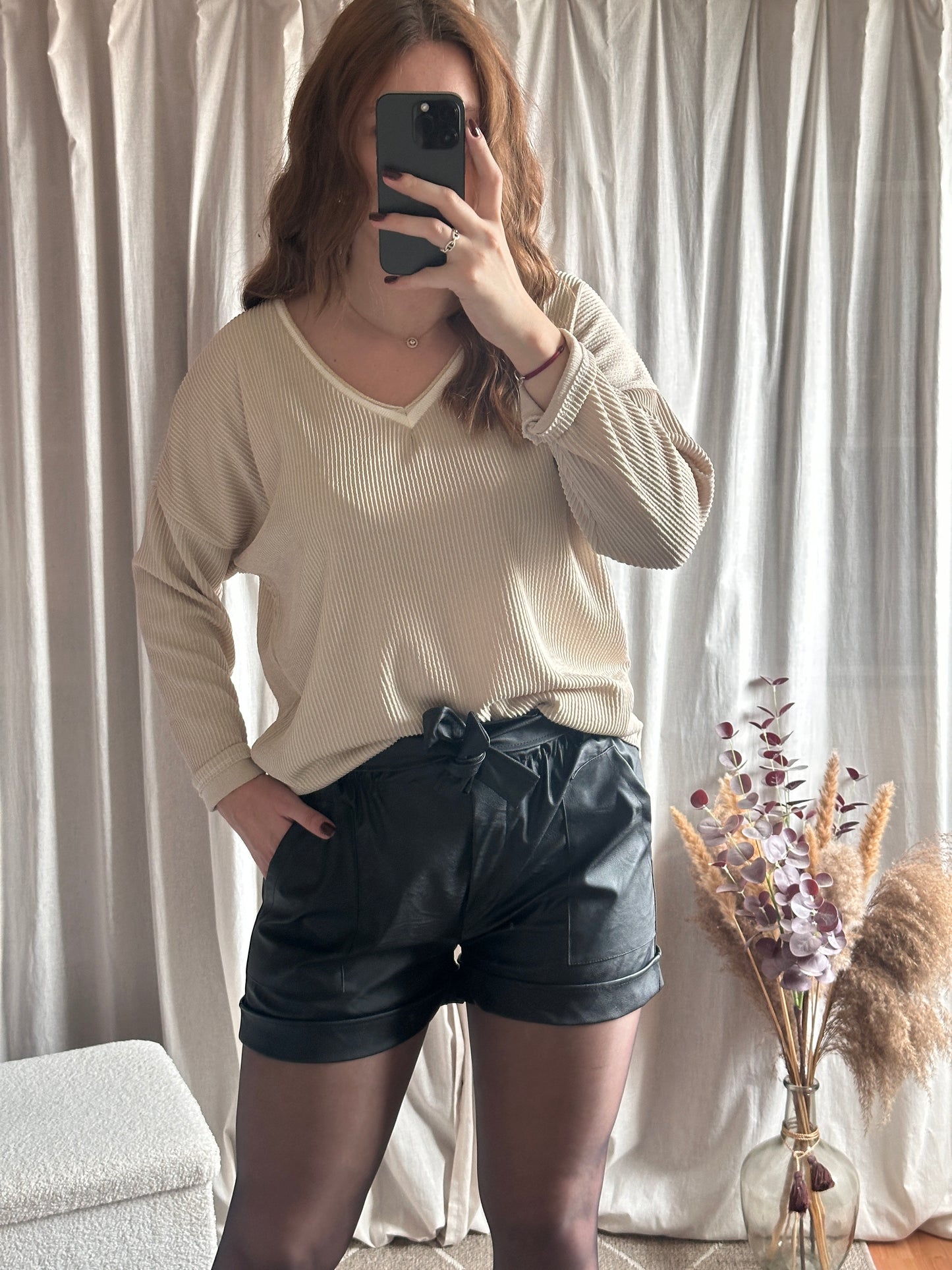 Blouse / pull fin beige