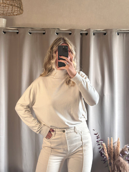 Pull col montant doux Ecru