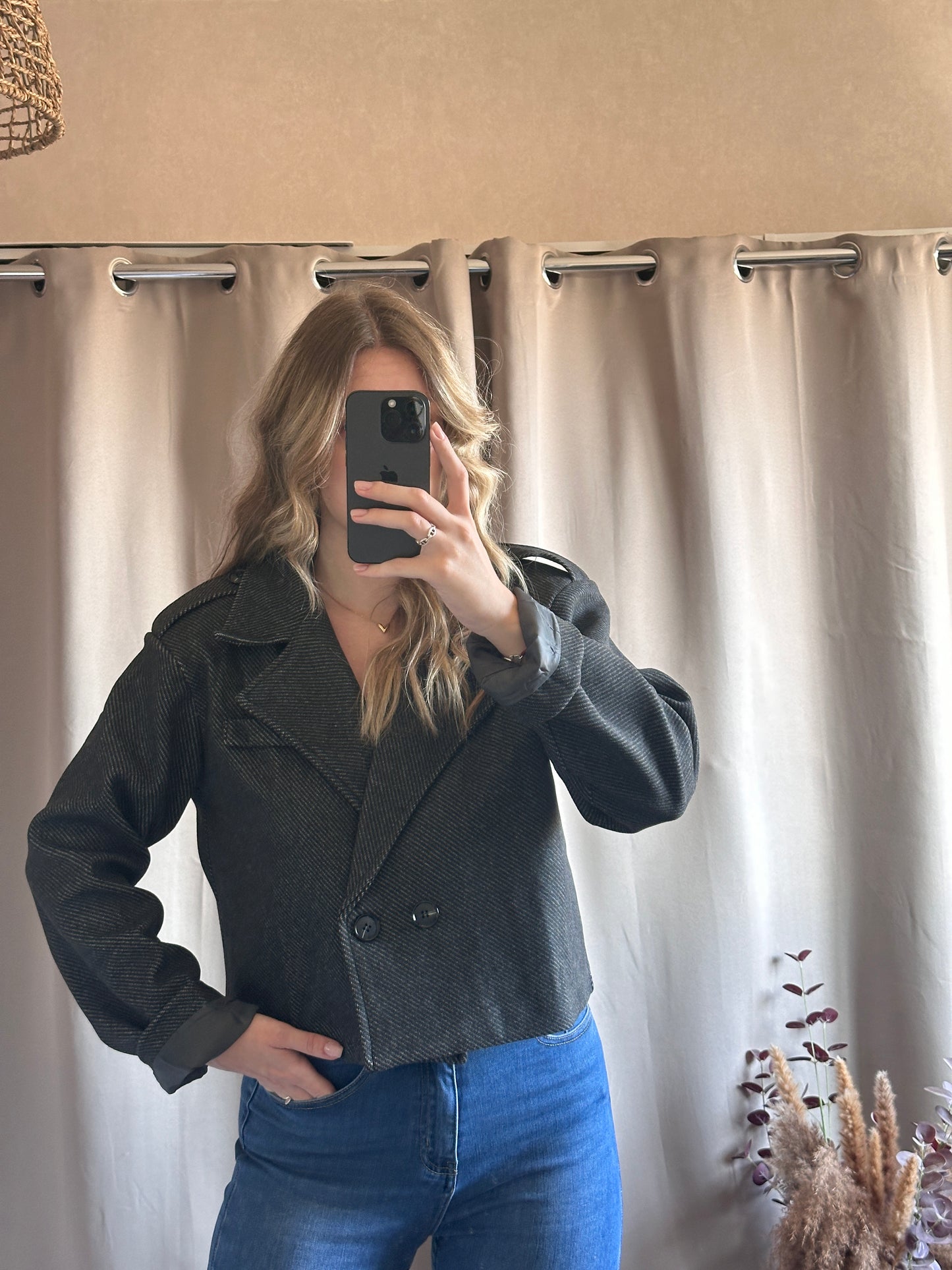Trench court gris foncé