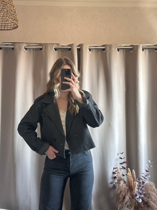 Trench court gris foncé