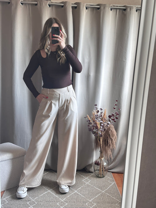 Pantalon fluide beige