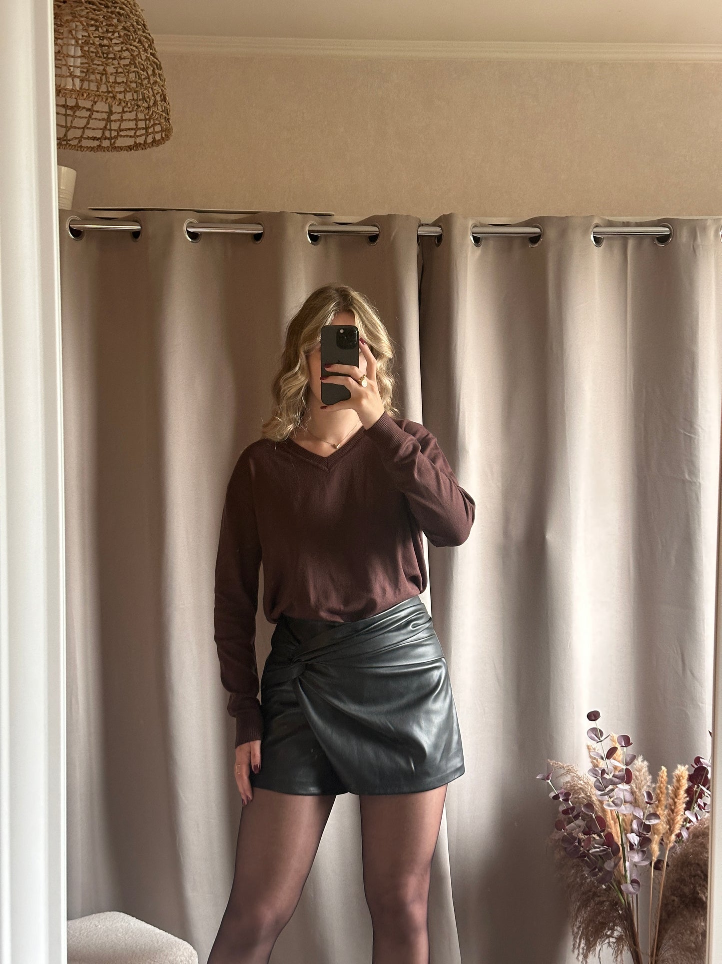 Pull col V doux Chocolat