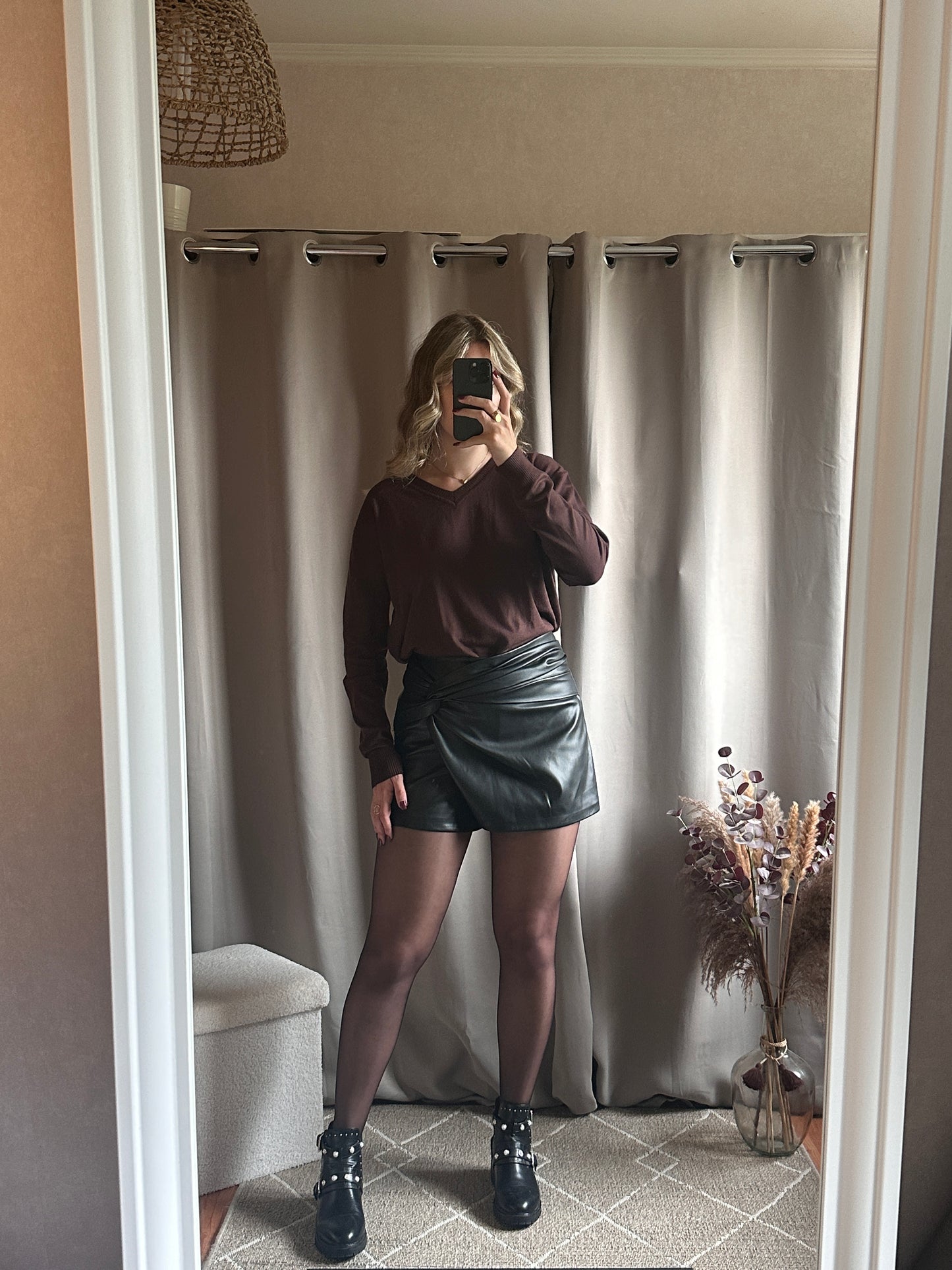 Pull col V doux Chocolat