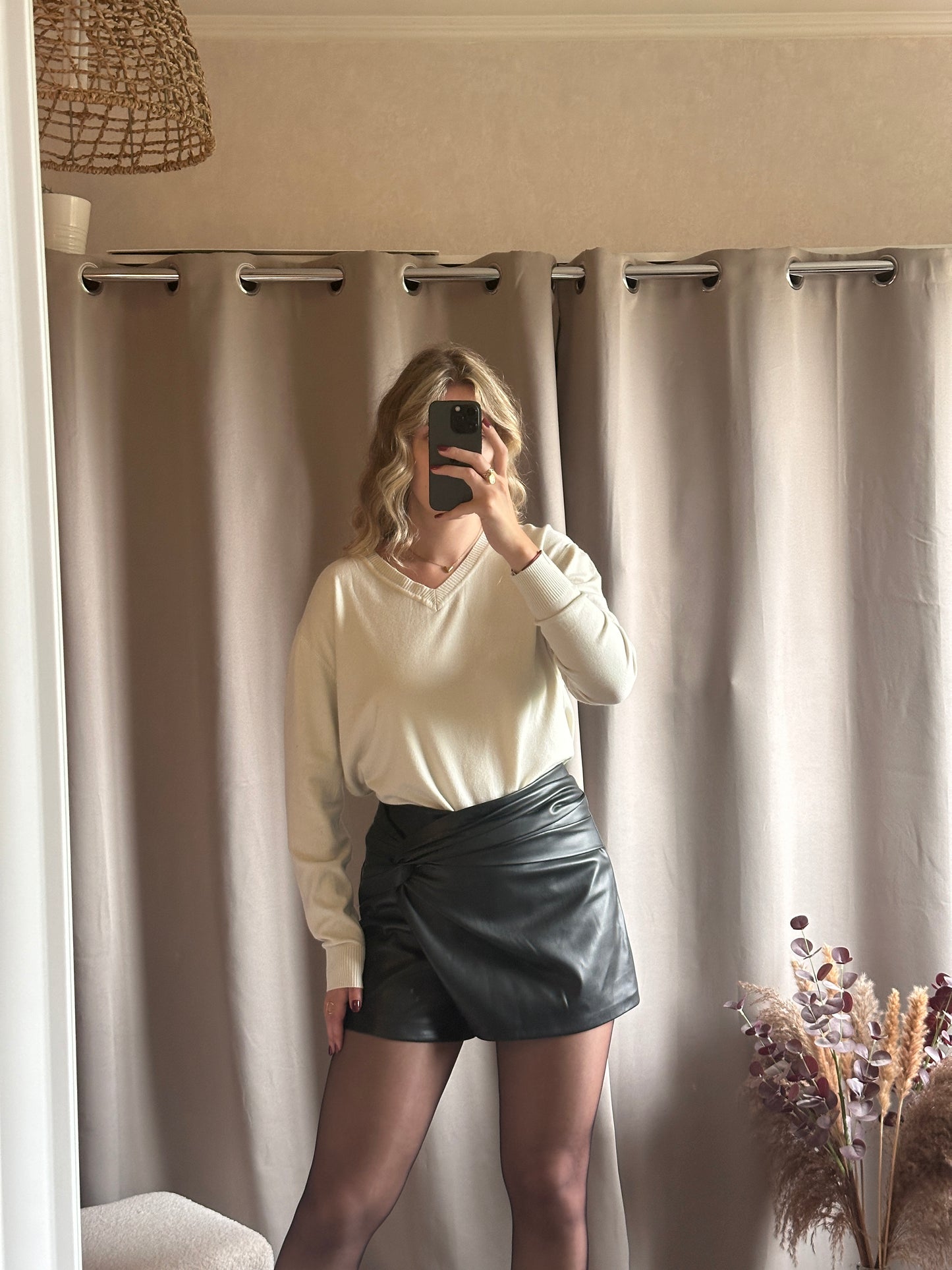 Pull col V doux Ecru