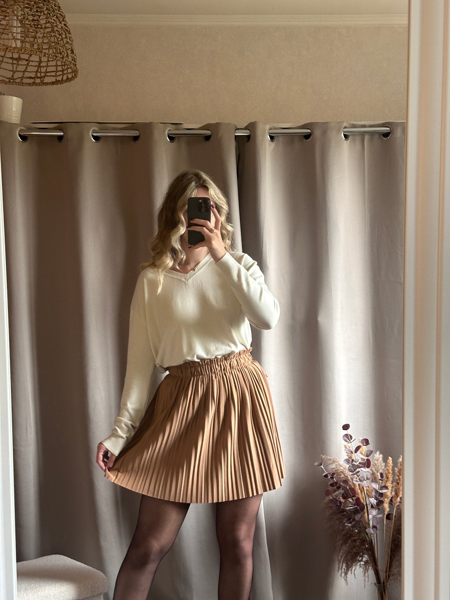 Pull col V doux Ecru