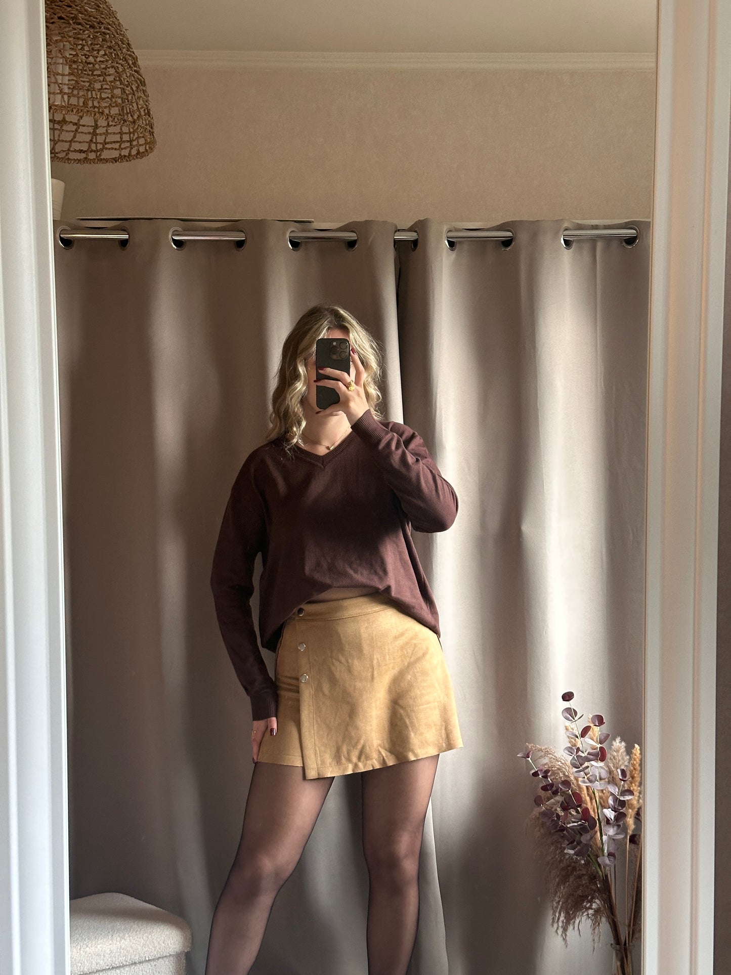 Pull col V doux Chocolat